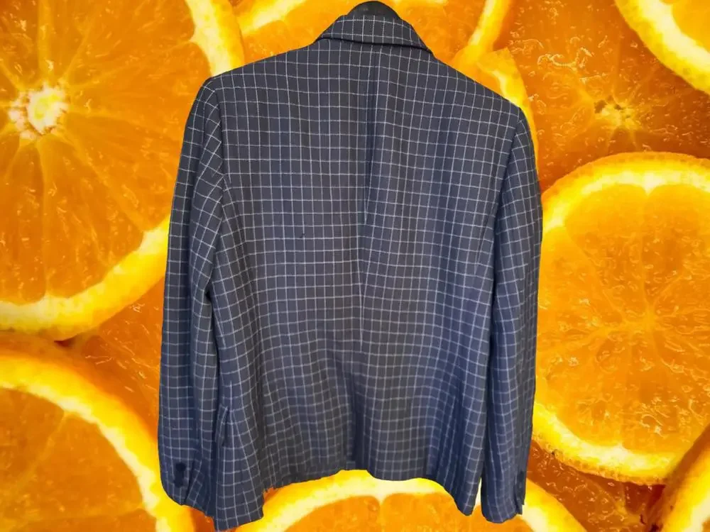 Liz Claiborne Blue and‎ White Check Button Up Blazer Size 6